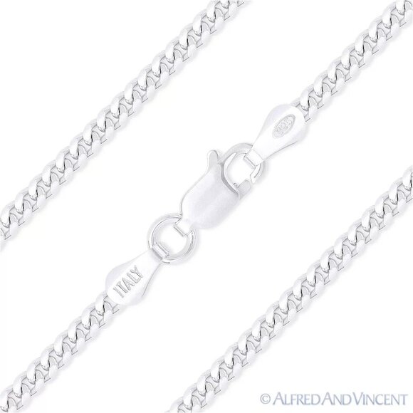 DC Flat Figaro Chains Sterling Silver 4.6mm 8in/4.5g-$27ea(5  2.6mm Miami Curb Link Italian Chain Necklace in Solid .925 Sterling Silver 22\